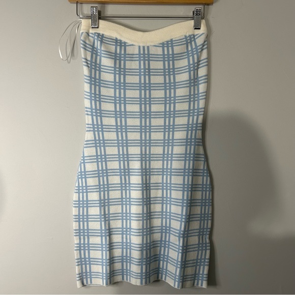 NWT Princess Polly Carano Blue Check Strapless Mini Dress - Picture 3 of 7